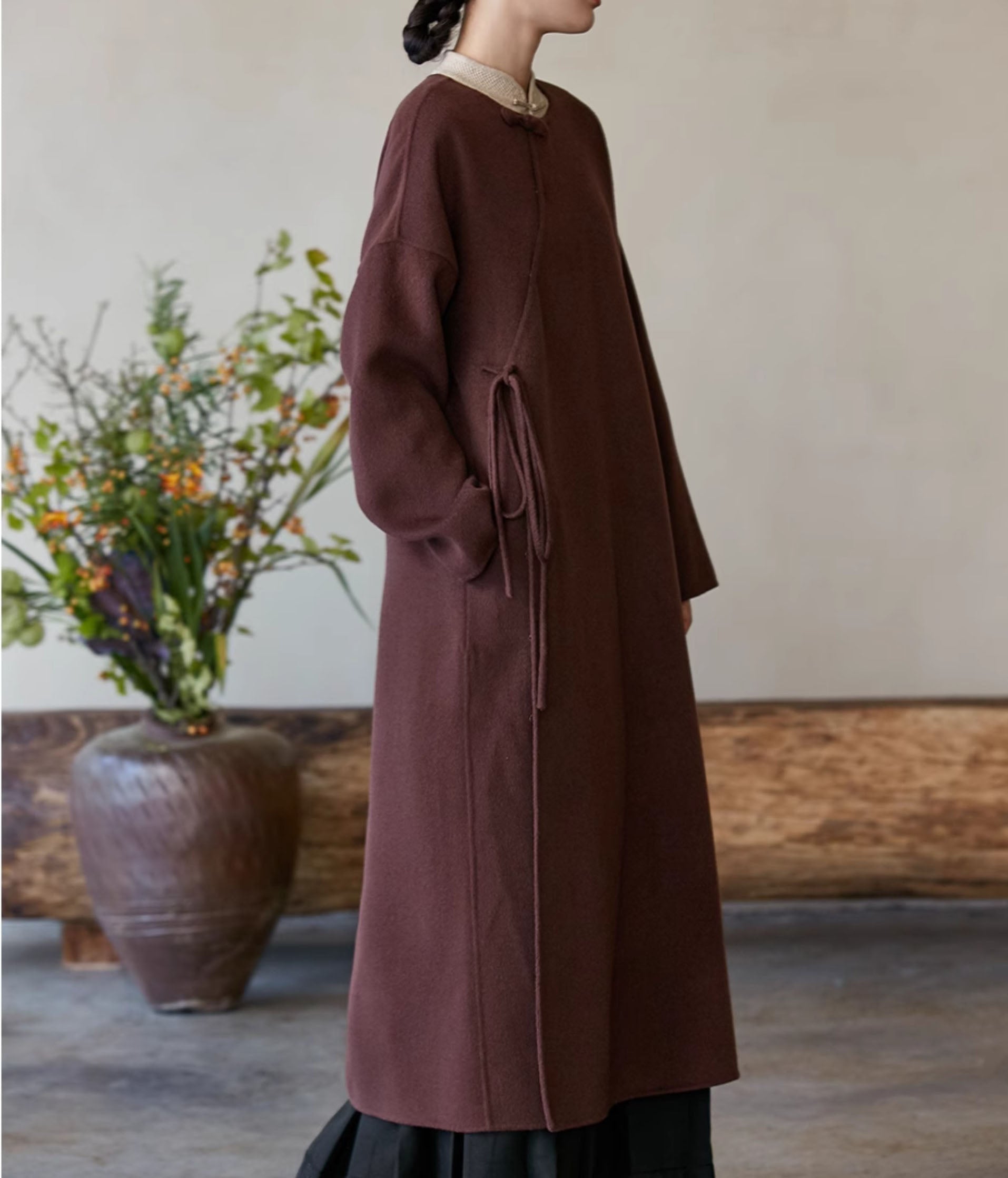 edoa Double Faced Wool Chinese Dress