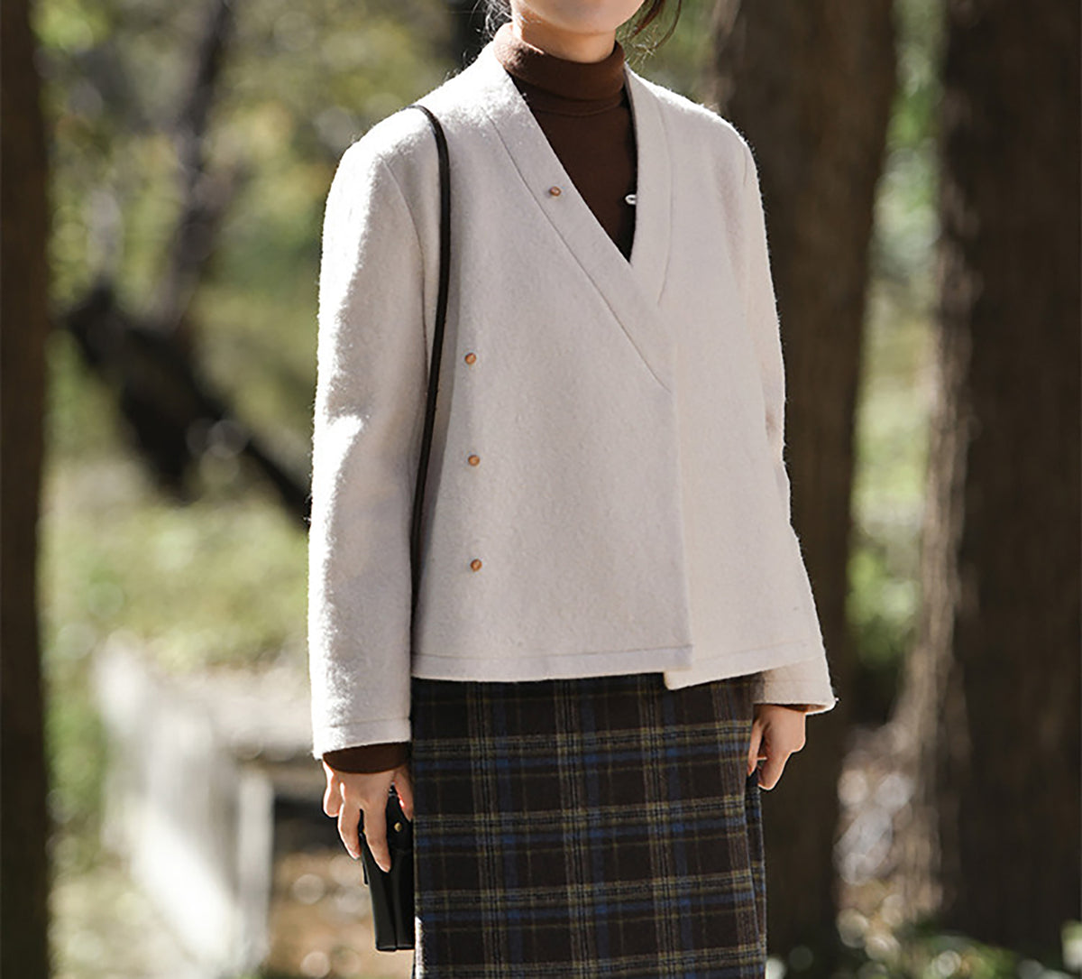edoa Winter Boiled Wool Short Chinese Coat