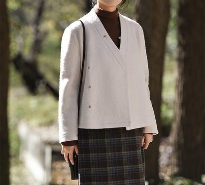 edoa Winter Boiled Wool Short Chinese Coat