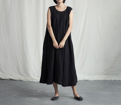 edoa Heavy Weight Linen Lantern Tank Dress