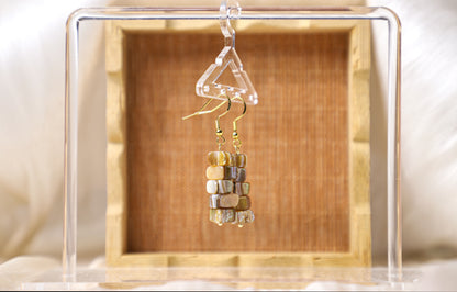 edoa Oat & Caramel | Organic Texture Stacked Shell Dangle Earrings