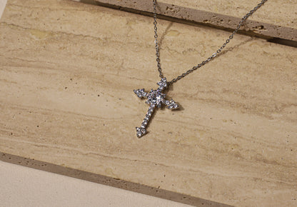 edoa Gothic Dainty Diamond Cross Necklace