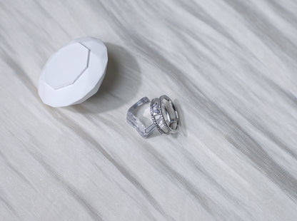 edoa Minimalist Dainty Diamond Double Band Ring