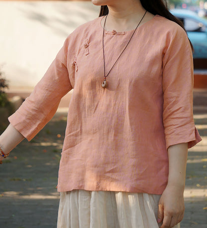 edoa Linen Cheongsam Blouse