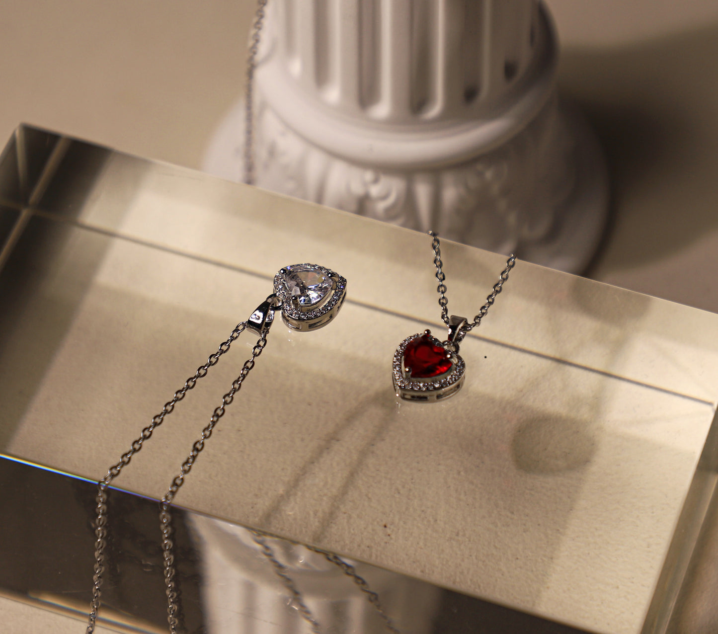 edoa Sparkling Crystal Heart Halo Pendant Necklace