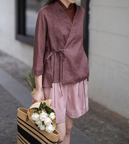 edoa Distressed Gauzy Ramie Hanfu Jacket