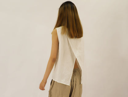 edoa Washed Linen Cross Back Tank