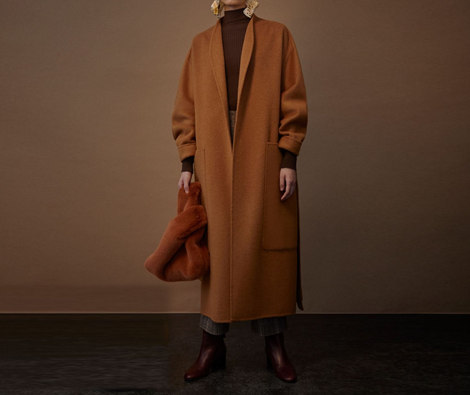 edoa Double Faced Wool Wrap Coat
