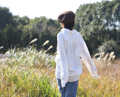 edoa Oversizecd Classic Linen Button Uo Shirt