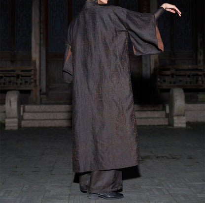 edoa Loose Fitting Cracked Mud Silk Coat