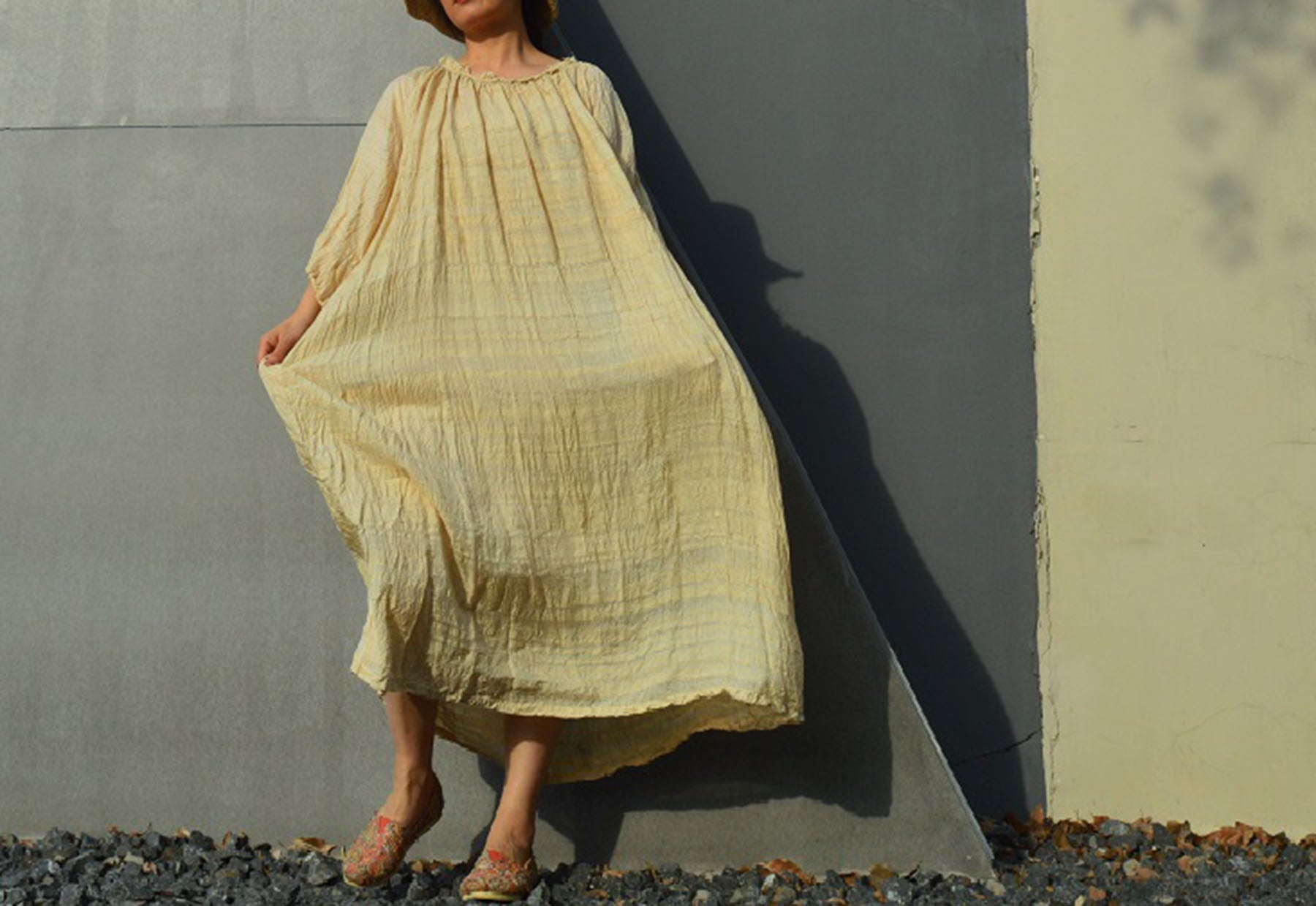 edoa Super Loose Fitting Hand-spun Tussah Silk Dress