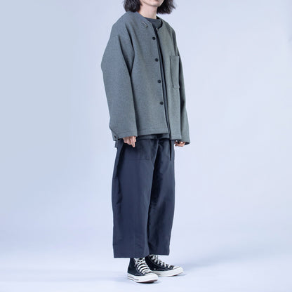edoa Casual Loose-fit Collarless Woolen Coat