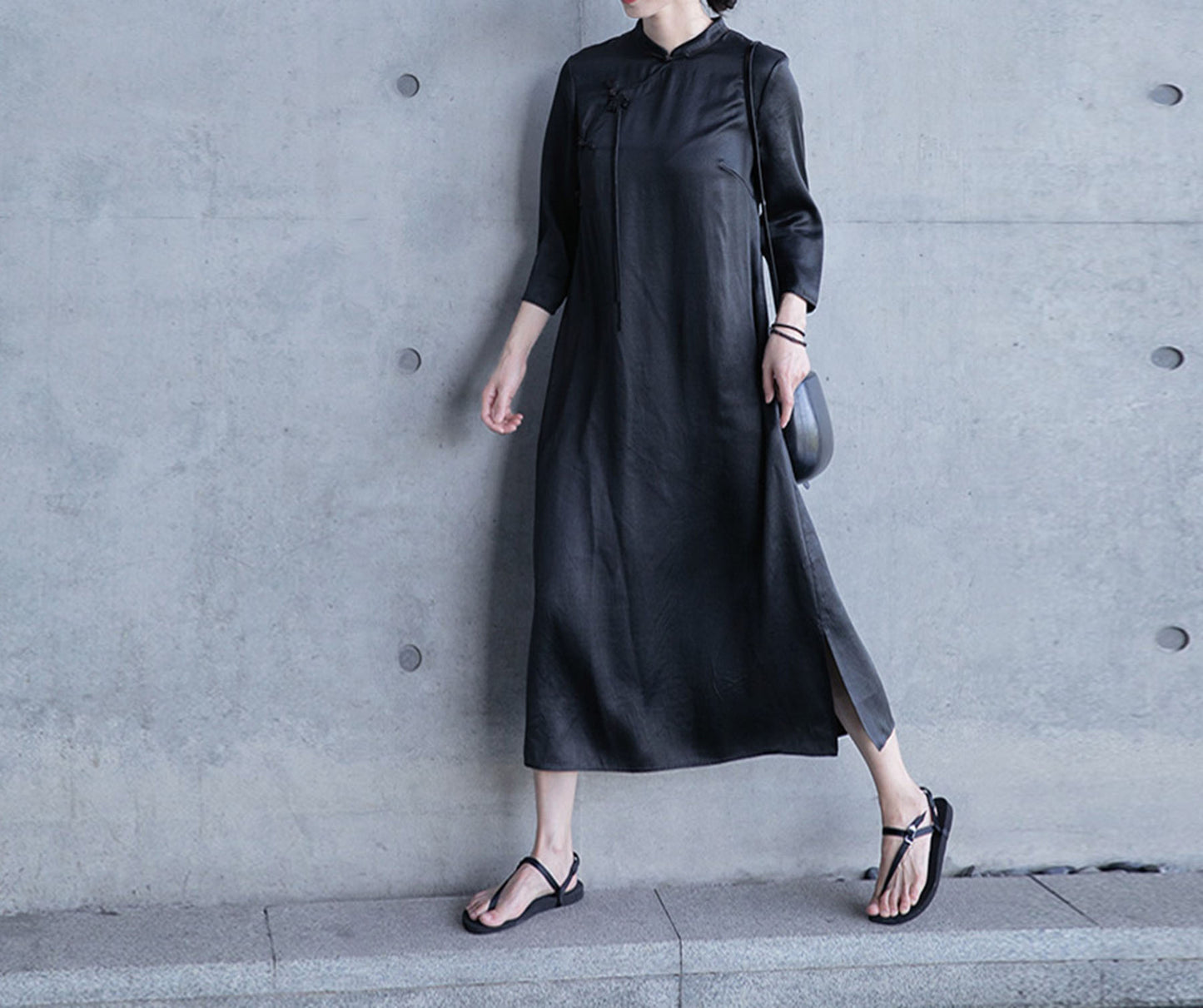 edoa Mud Silk Satin Qipao