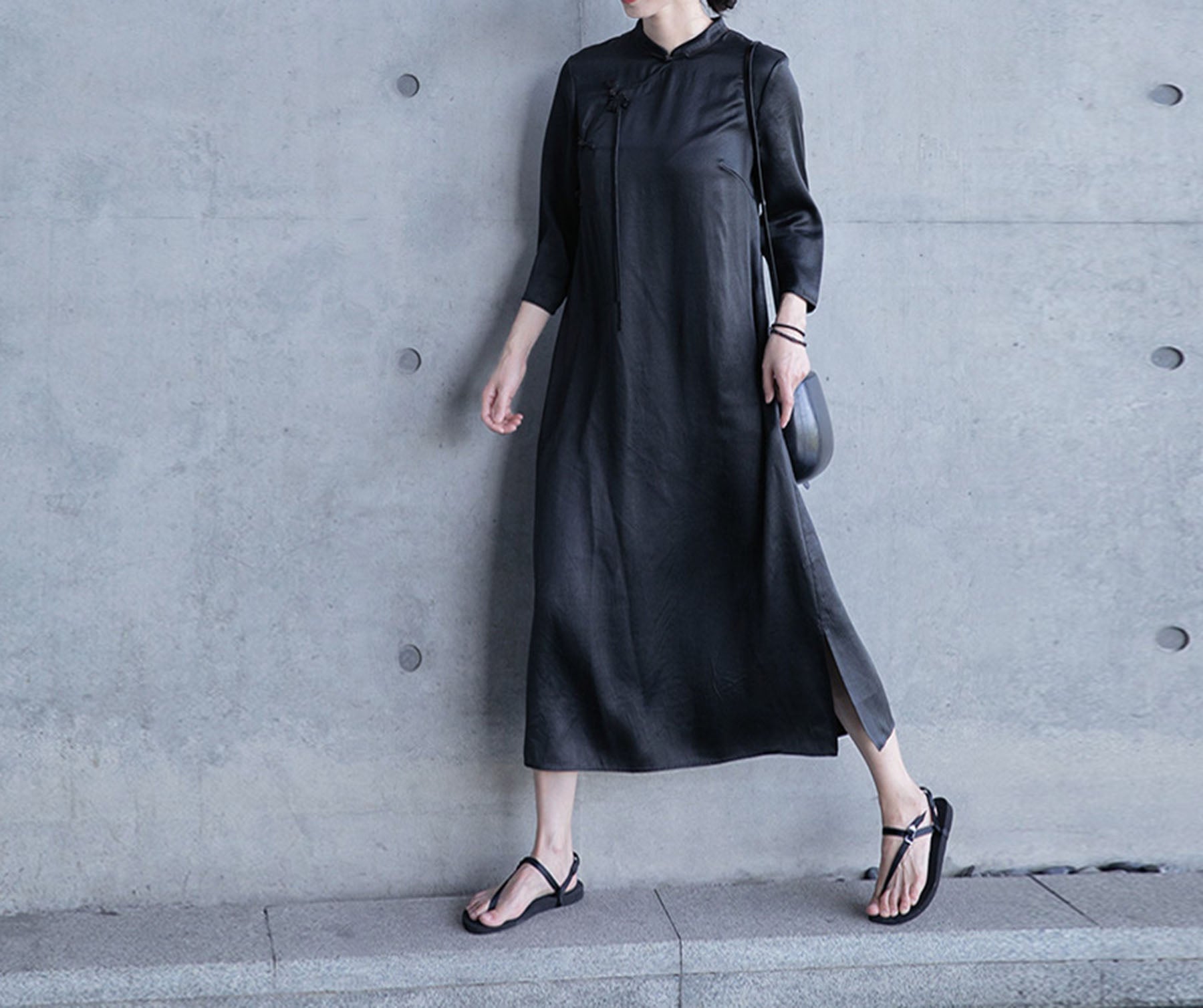 edoa Mud Silk Satin Qipao