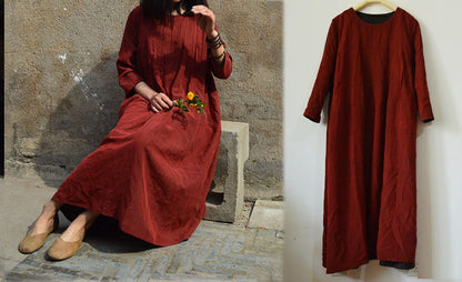 edoa Red Reversible Mud Silk Dress 