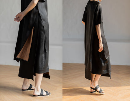edoa Mud Silk Crepe Satin Wrap Skirt 