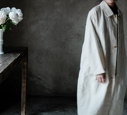 edoa White Silk Linen Blend Dust Coat 
