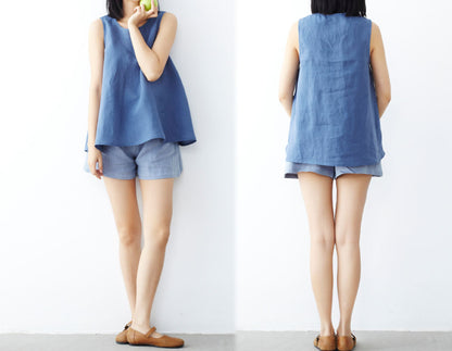 edoa Washed Ramie Trapeze Tank Top
