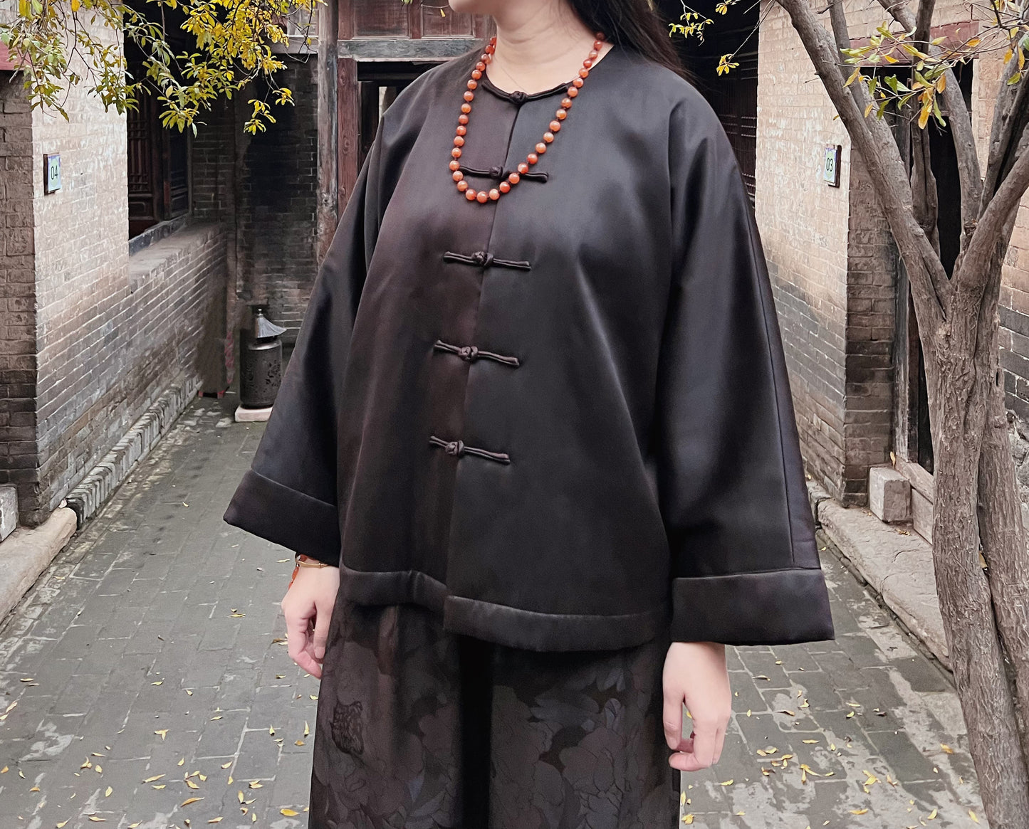 edoa Luxury Mud Silk Charmeuse Padded Chinese Jacket