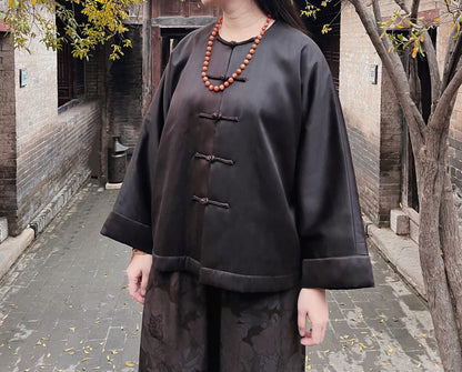 edoa Luxury Mud Silk Charmeuse Padded Chinese Jacket