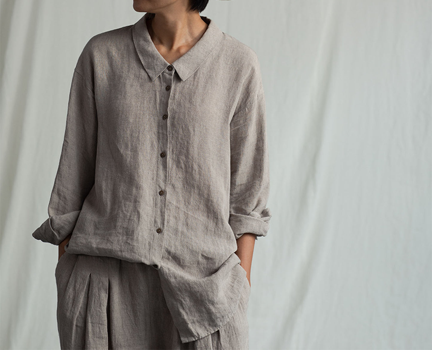 edoa Minimalist Flax Linen Shirt