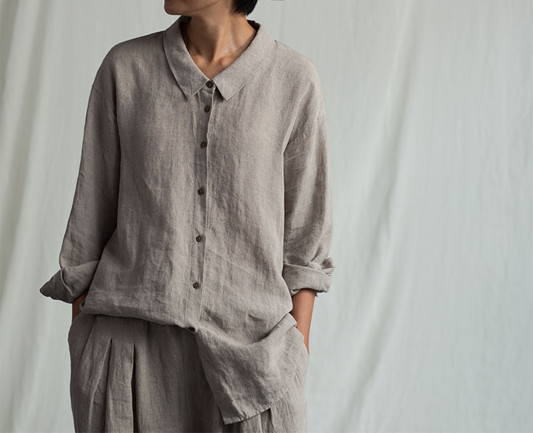 edoa Minimalist Flax Linen Shirt