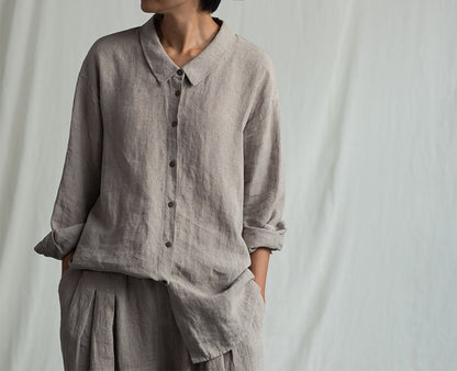 edoa Minimalist Flax Linen Shirt