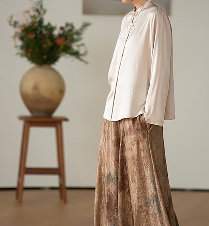 edoa Charmeuse Silk Satin Chinese Blouse