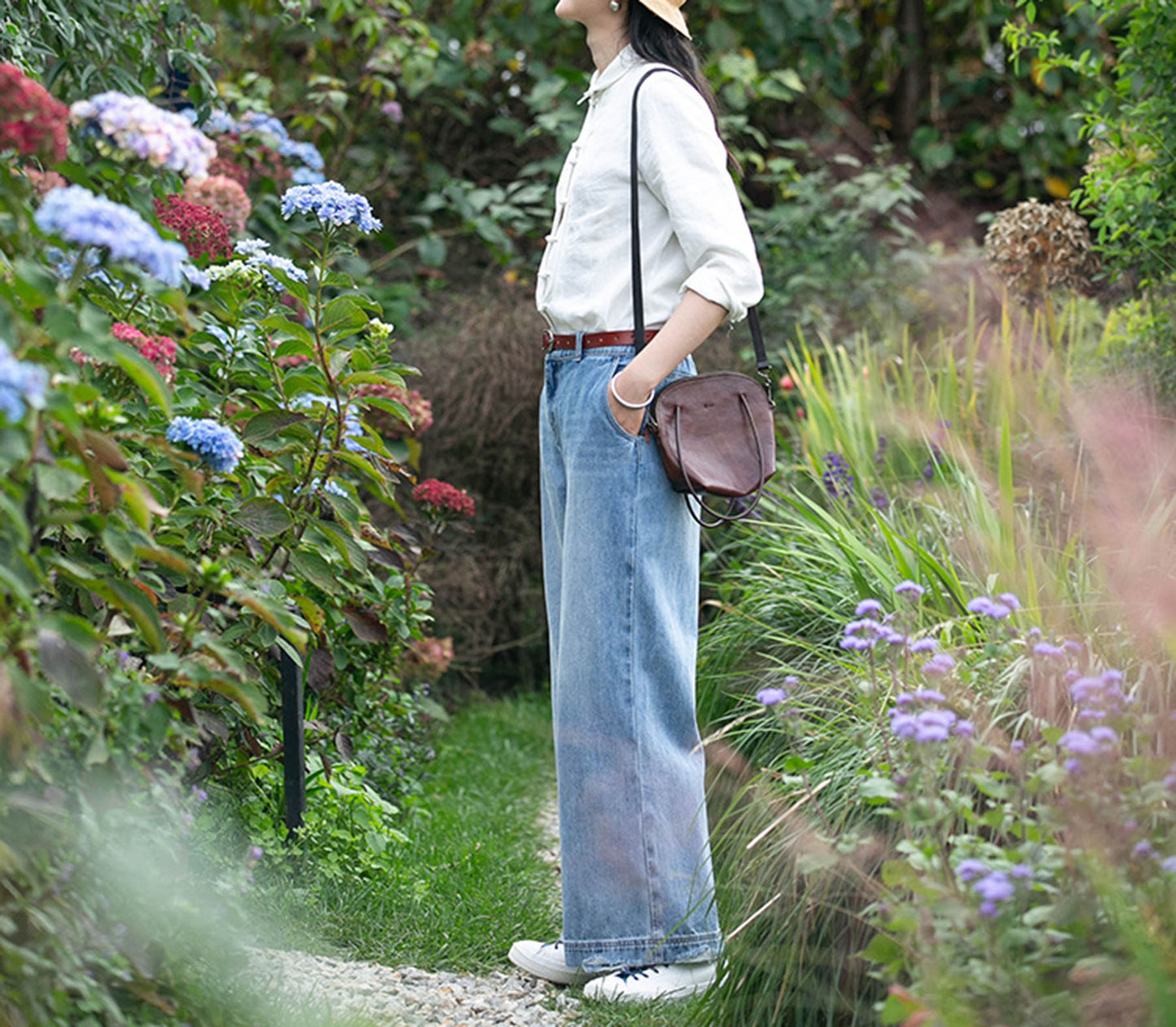 edoa Washed Linen Modified Chinese Blouse