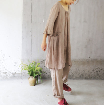 edoa Flare sleeves Linen Gauze Blouse