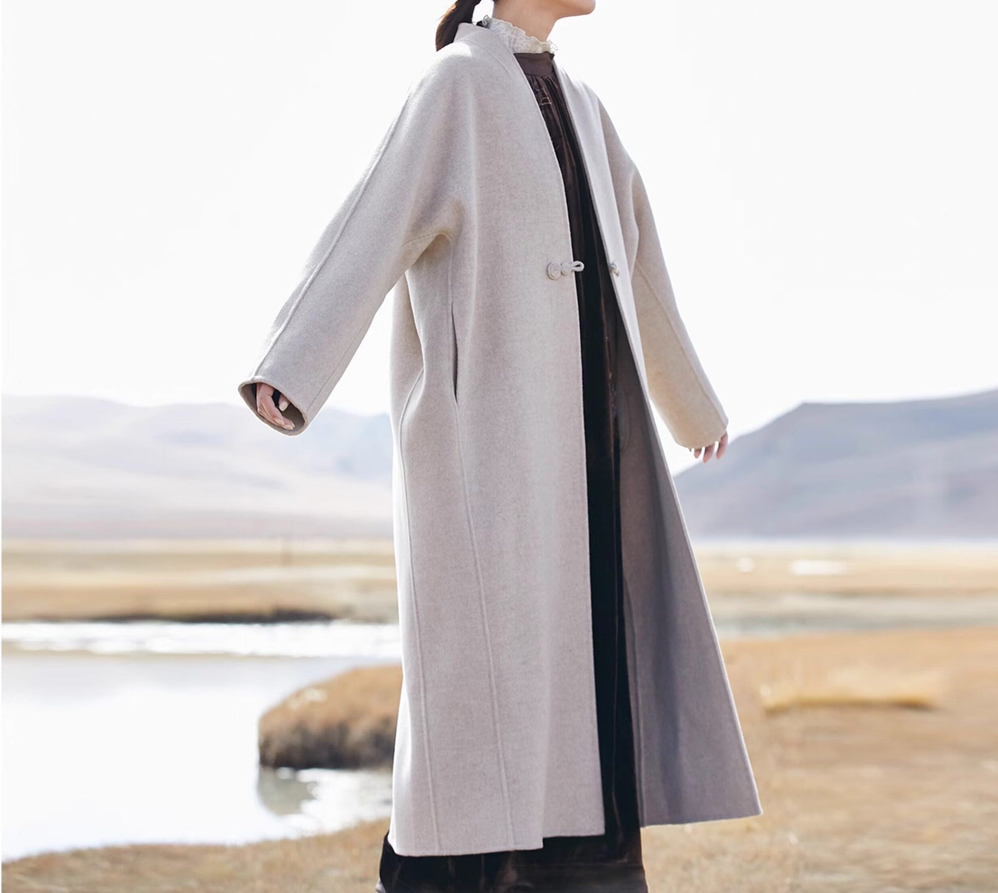 edoa Minimalist Modern Chinese Double Face Wool Coat