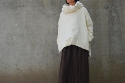edoa Light Weight Dupioni Silk Goose Down Turtleneck Coat