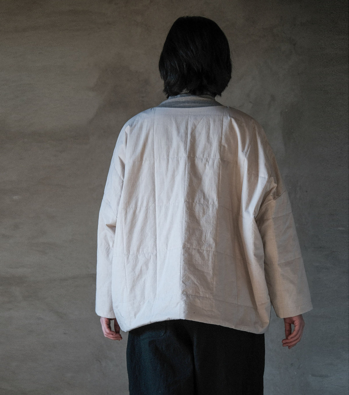 edoa Winter Super Loose Beige Quilted Cotton Pullover Jacket