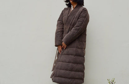 edoa Tussah Silk Winter Quilt Down Coat