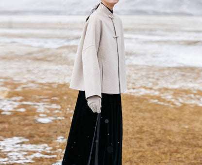 edoa Double Faced Wool Chinese Coat