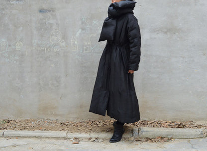 edoa Mud Silk Goose Down Long Coat