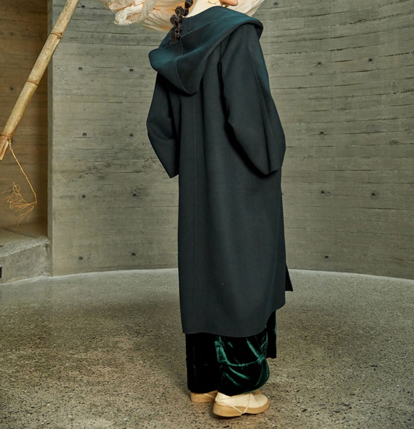 edoa Double Faced Wool Hooded Coat