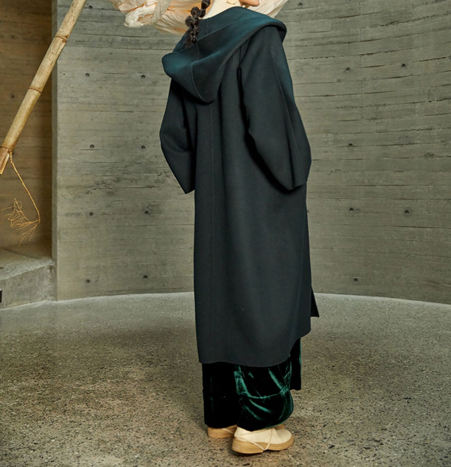 edoa Double Faced Wool Hooded Coat