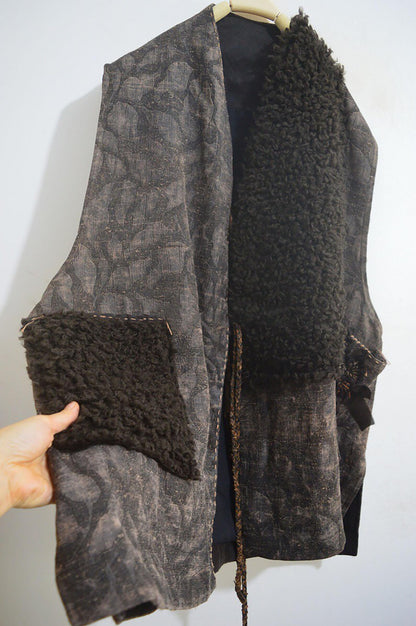 Mud Tussah Silk and Teddy Wool Bouclé Vest to0166 X306