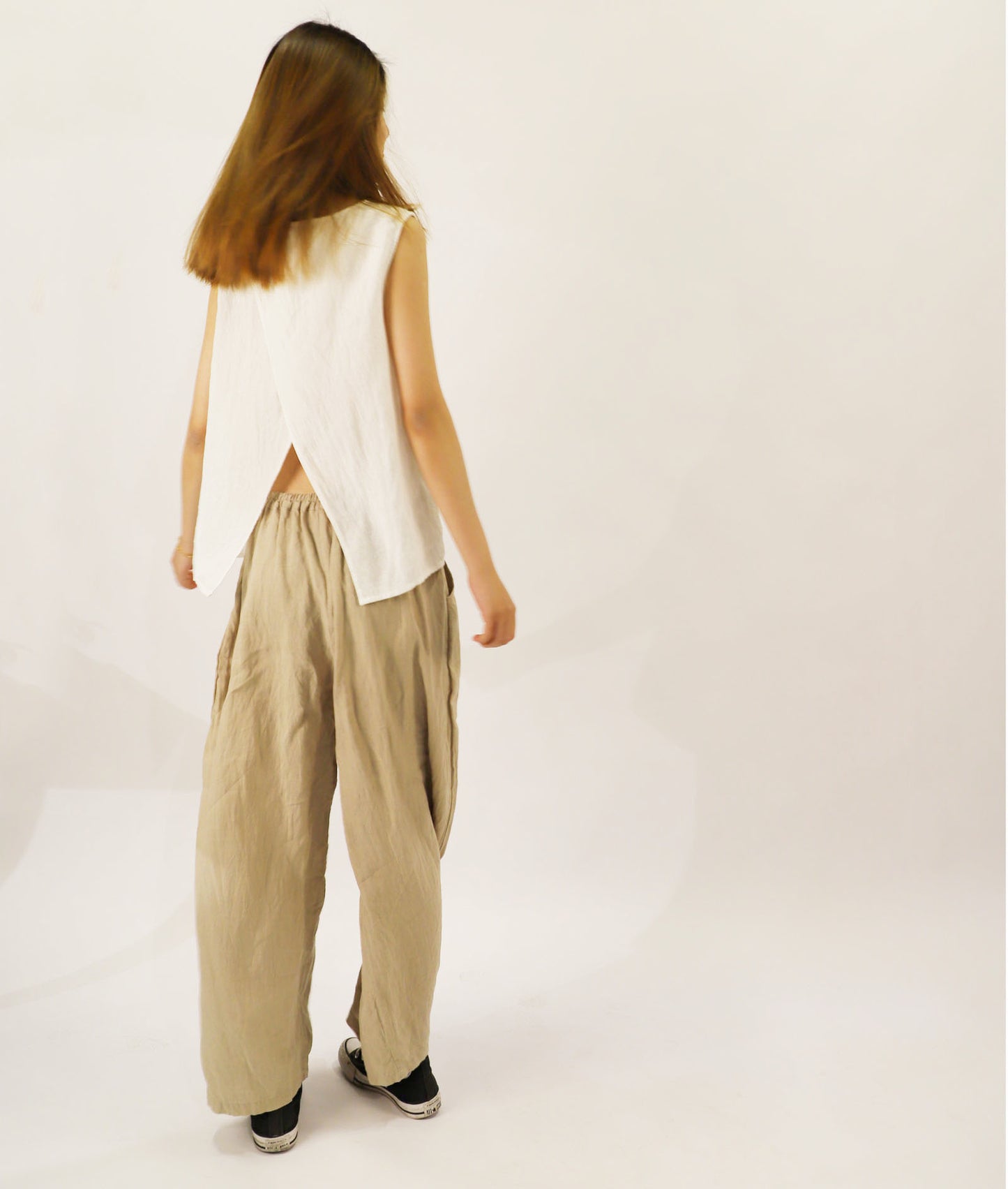 edoa Washed Linen Wide Leg Trousers