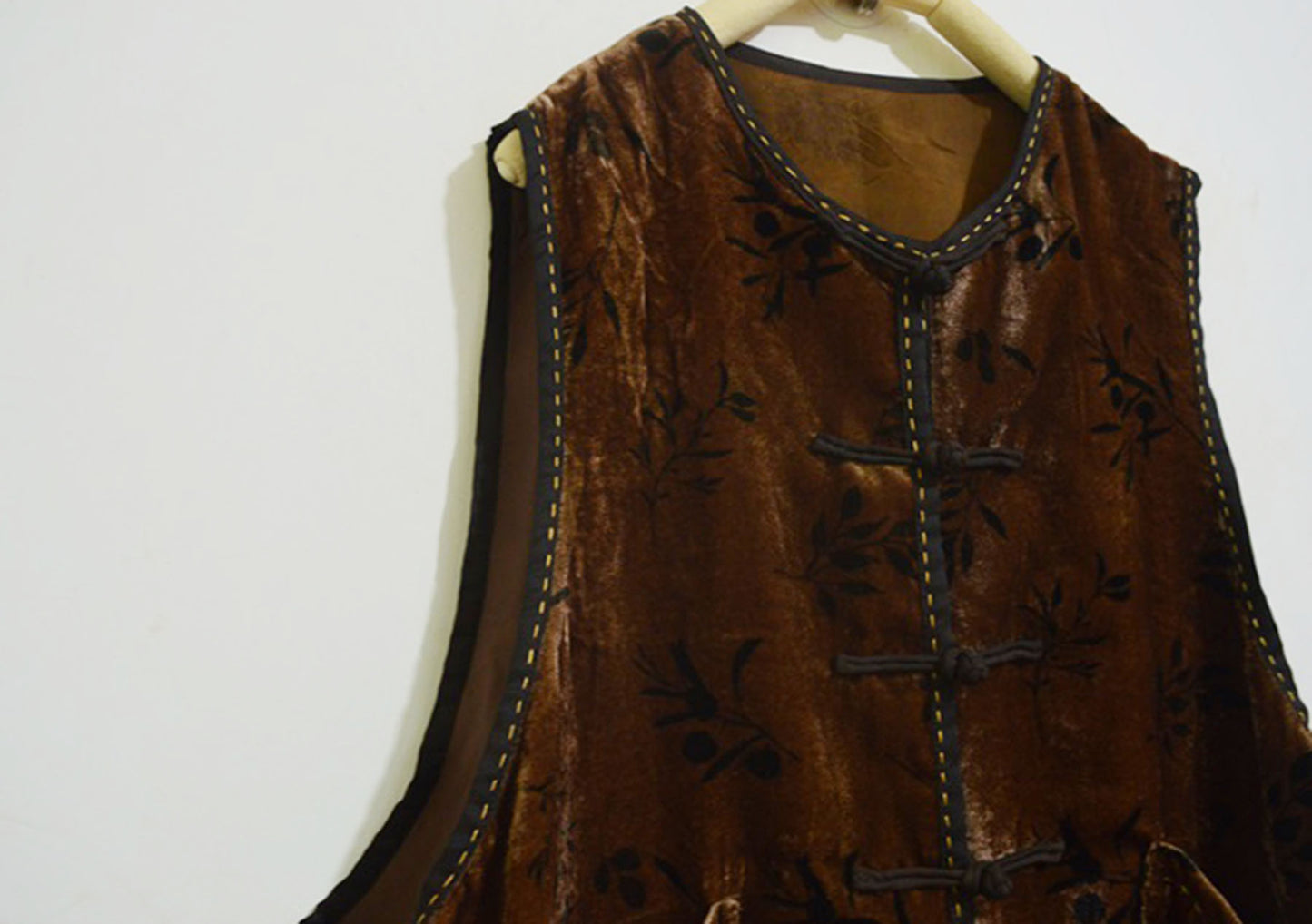 Loose Dioscorea Dyed Silk Velvet Chinese Vest to0328 X022