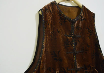 Loose Dioscorea Dyed Silk Velvet Chinese Vest to0328 X022