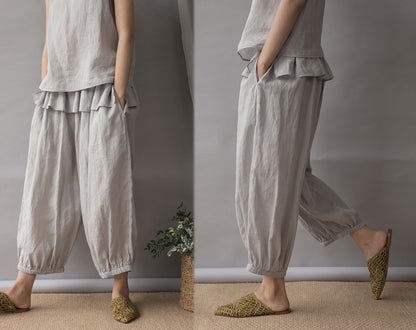 edoa Thin Ramie Lattern Pants