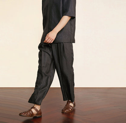 edoa Chinese Mud Silk Pleated Pants