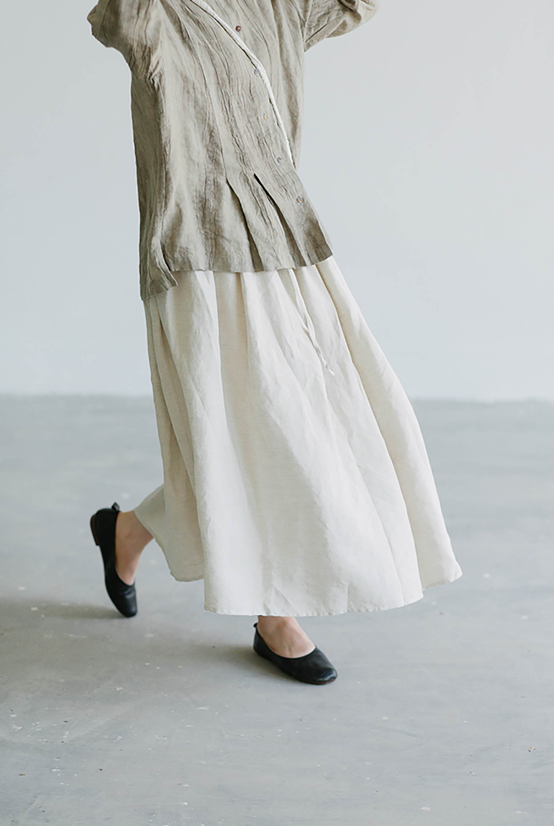 edoa Crinkled Tie Dyed Linen Pleated Shirt