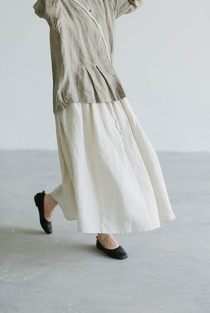 edoa Crinkled Tie Dyed Linen Pleated Shirt
