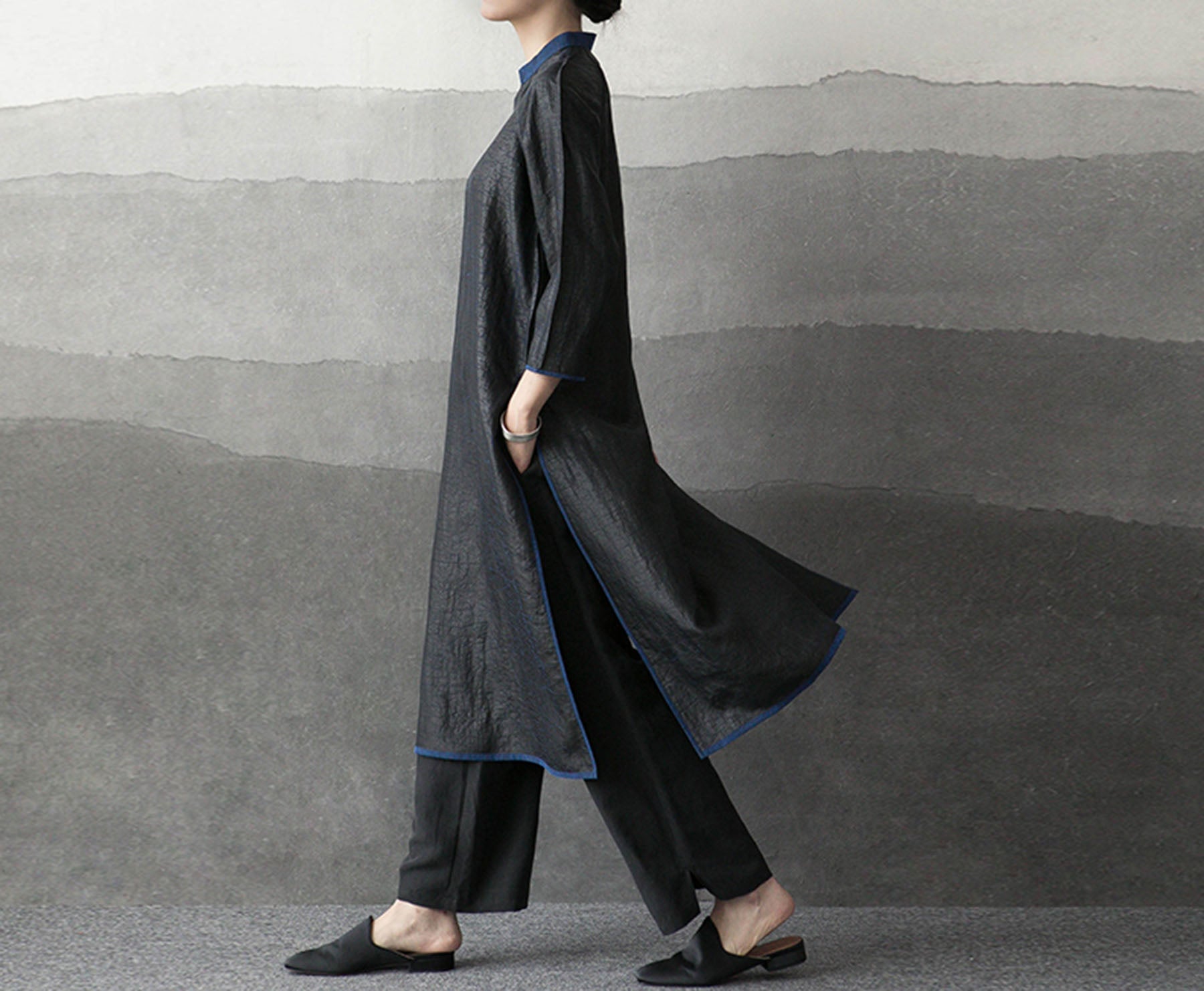 edoa Cracked Mud Silk A-line Qipao 