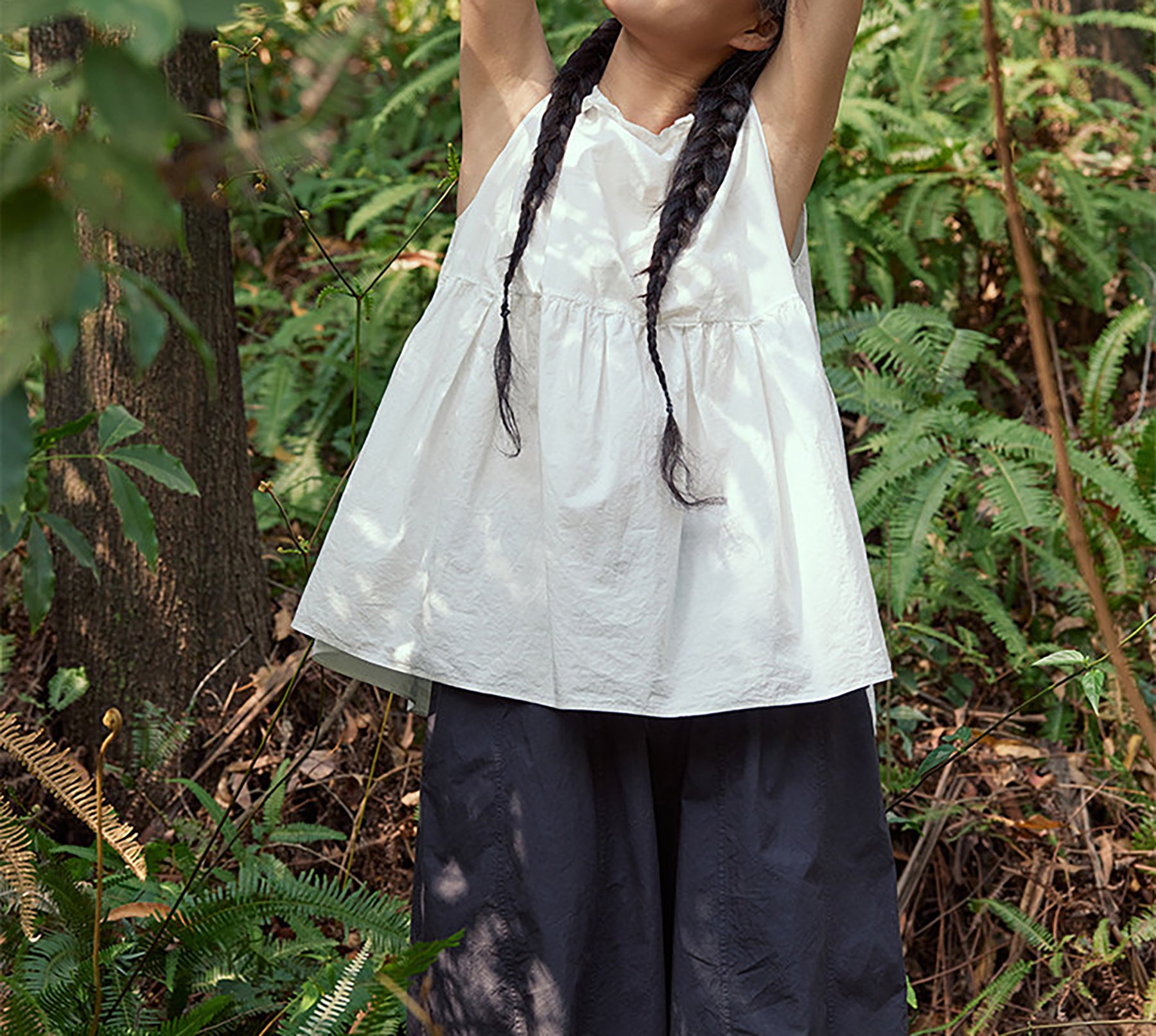 edoa Summer Cotton Sleeveless Peplum Blouse