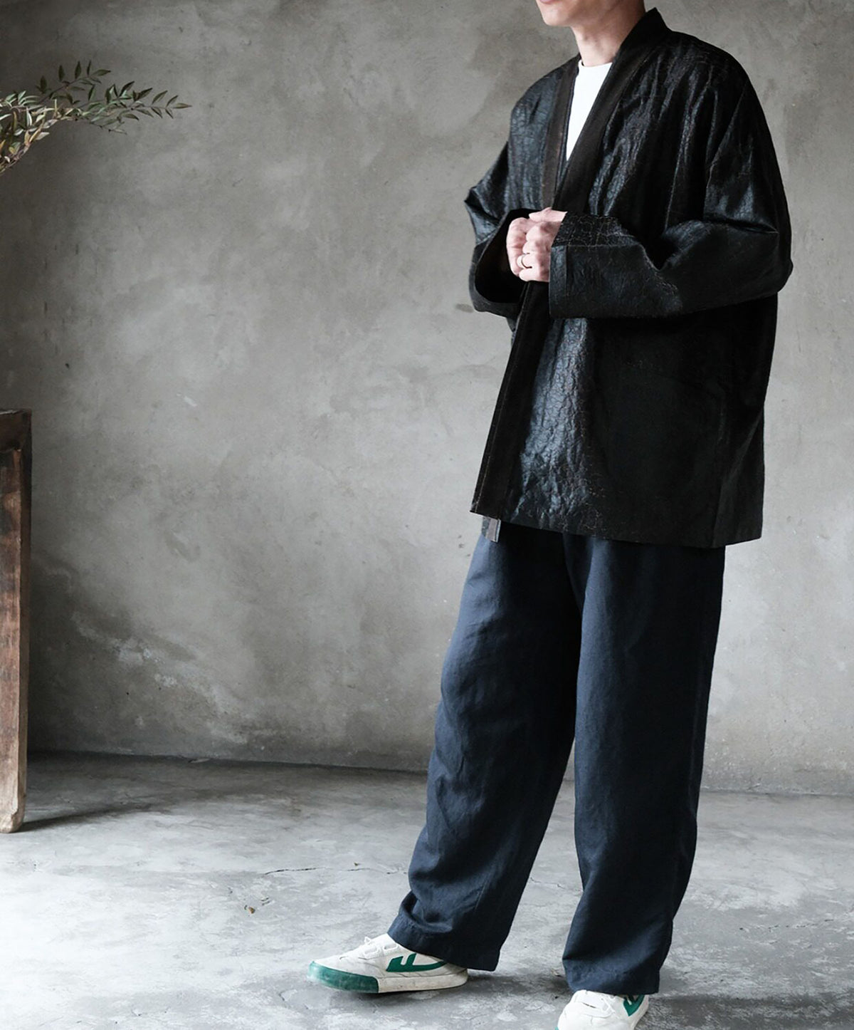 edoa Cracked Mud Silk Haori Jacket