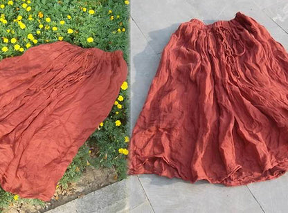 edoa Long Layered Textured Linen Gauzy Maxi Skirt